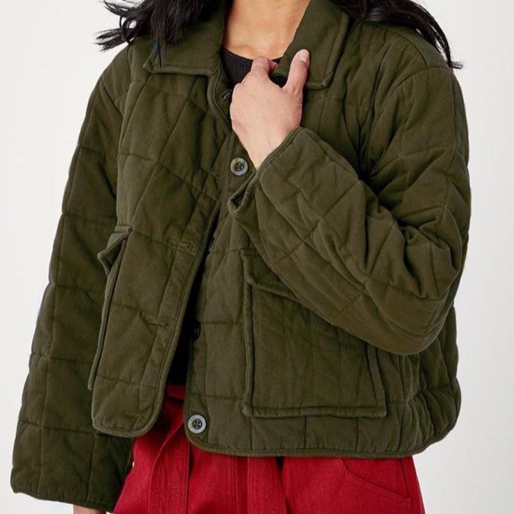 Back Beat Co. Organic Cotton Puffer Jacket in Army